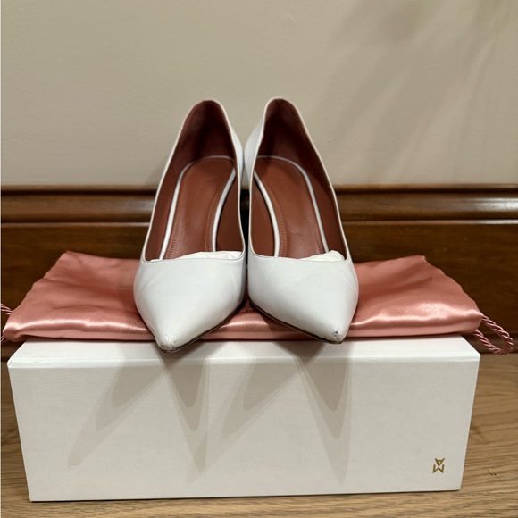 Amina Muaddi Pointed-Toe White Pumps - Picture 10 of 13